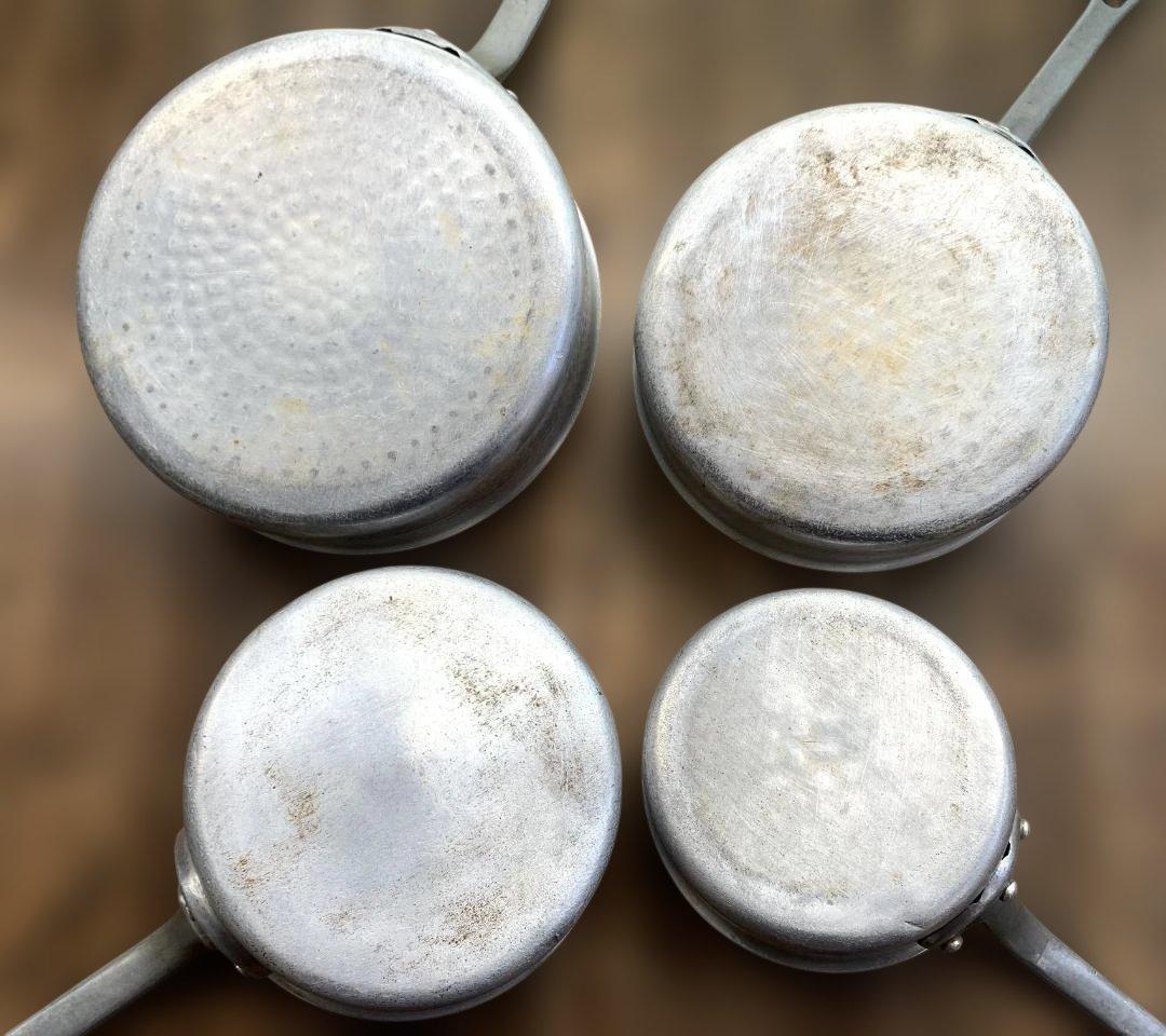 アカオアルミ DON 片手浅型鍋 4点 直径24・21・18・15㎝ 蓋付き ➁