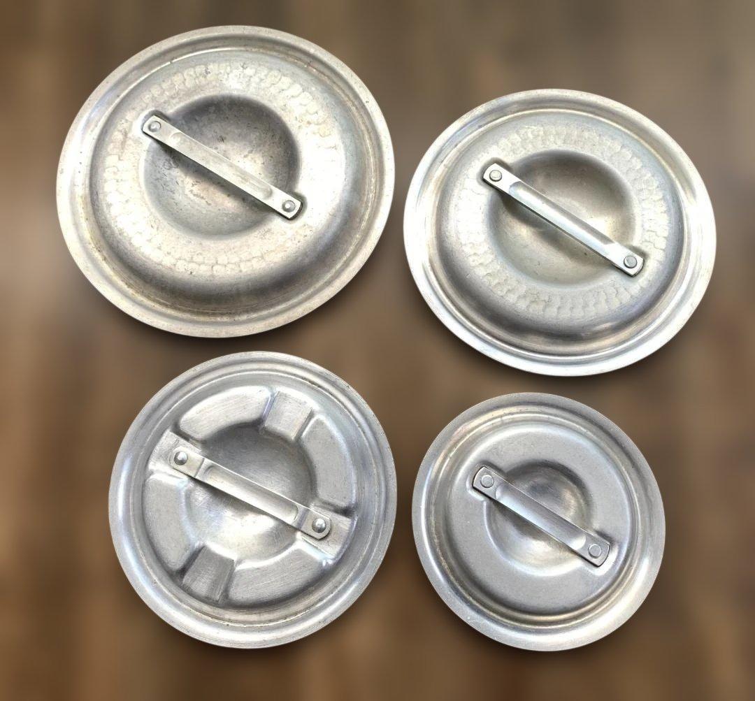 アカオアルミ DON 片手浅型鍋 4点 直径24・21・18・15㎝ 蓋付き ➁