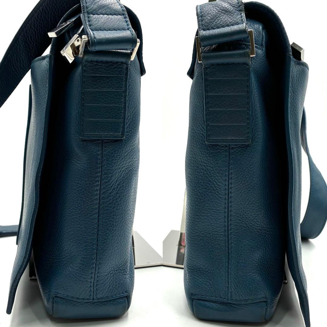 高級 ディオール オム ショルダーバッグ A4収納 フラップ レザー ブルー系