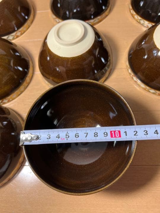 657 清栄寺窯 杉田祥平　天目色絵七宝画　茶碗　9客　未使用　　　有田焼