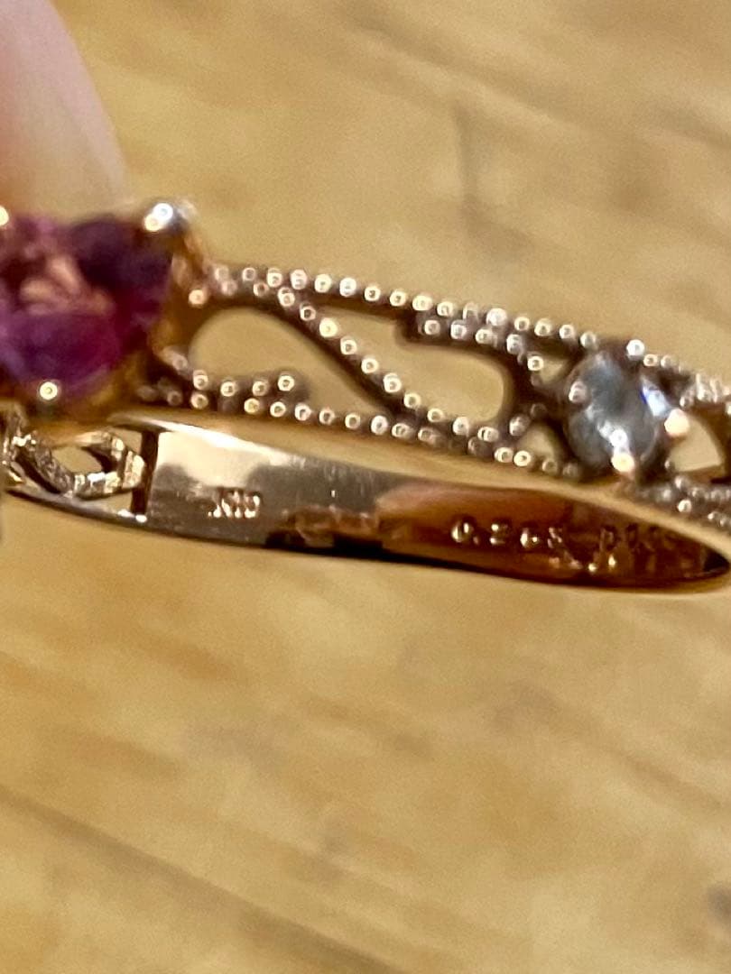 t*m様 K10＊パバラチアサファイアハート&ダイヤの透かしリングです