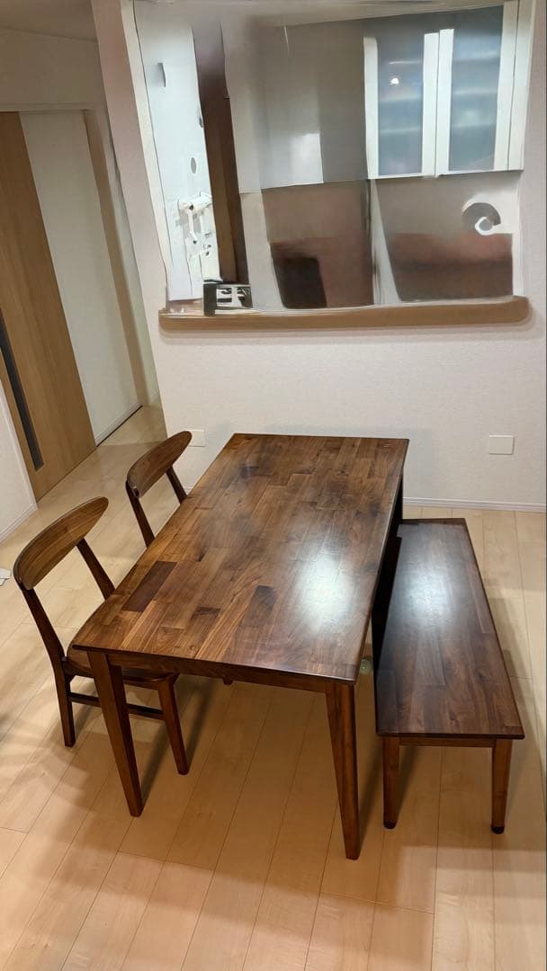 【RUuCHAN☆ 】木製ダイニングテーブルセット ベンチ付き