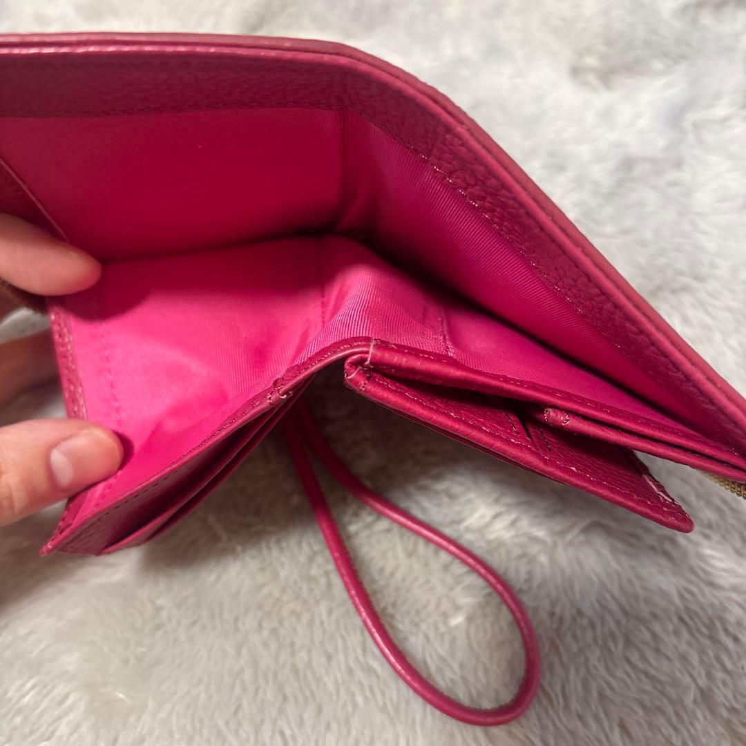 ケイタマルヤマパンダ　イムラム　コラボ刺繍 二つ折り財布 ピンク