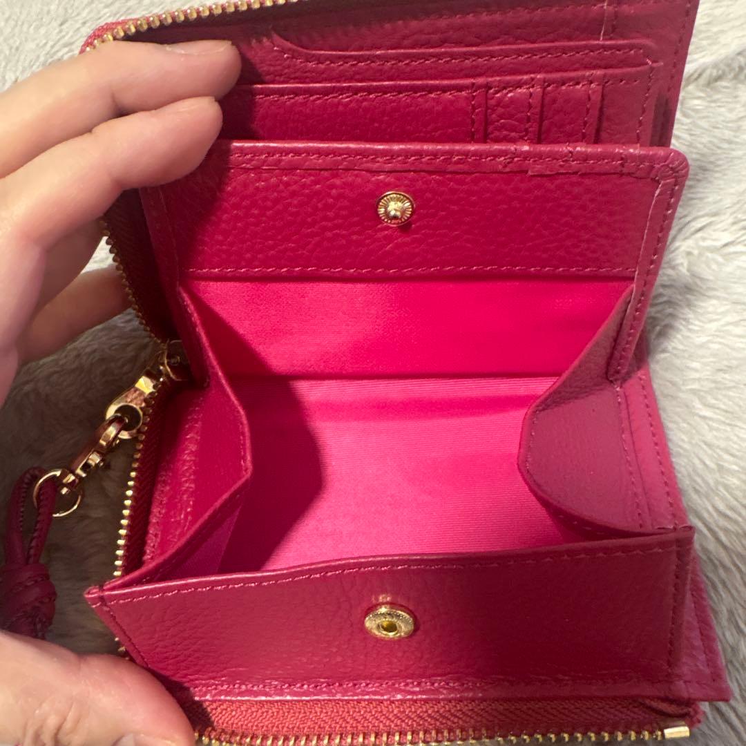 ケイタマルヤマパンダ　イムラム　コラボ刺繍 二つ折り財布 ピンク