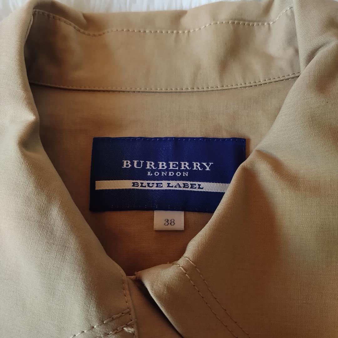 バーバリーブルーレーベル トレンチコート ベルト ハリ感 ノバチェック M ロゴ