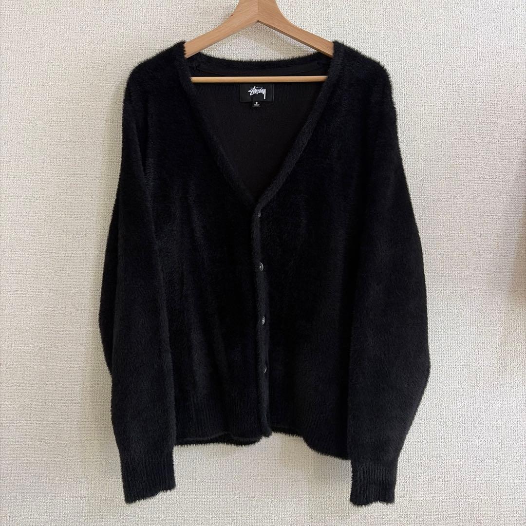 Stussy SHAGGY CARDIGAN S BLACK シャギー