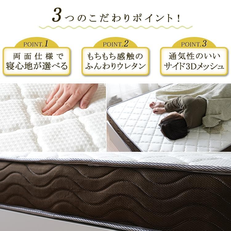 リバーシブルフィットコイル  ポケットコイルマットレス クイーン　シングル