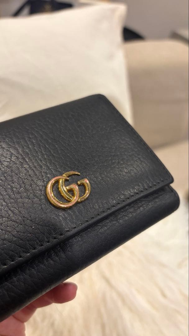 Gucci ブラックレザー 三つ折り財布