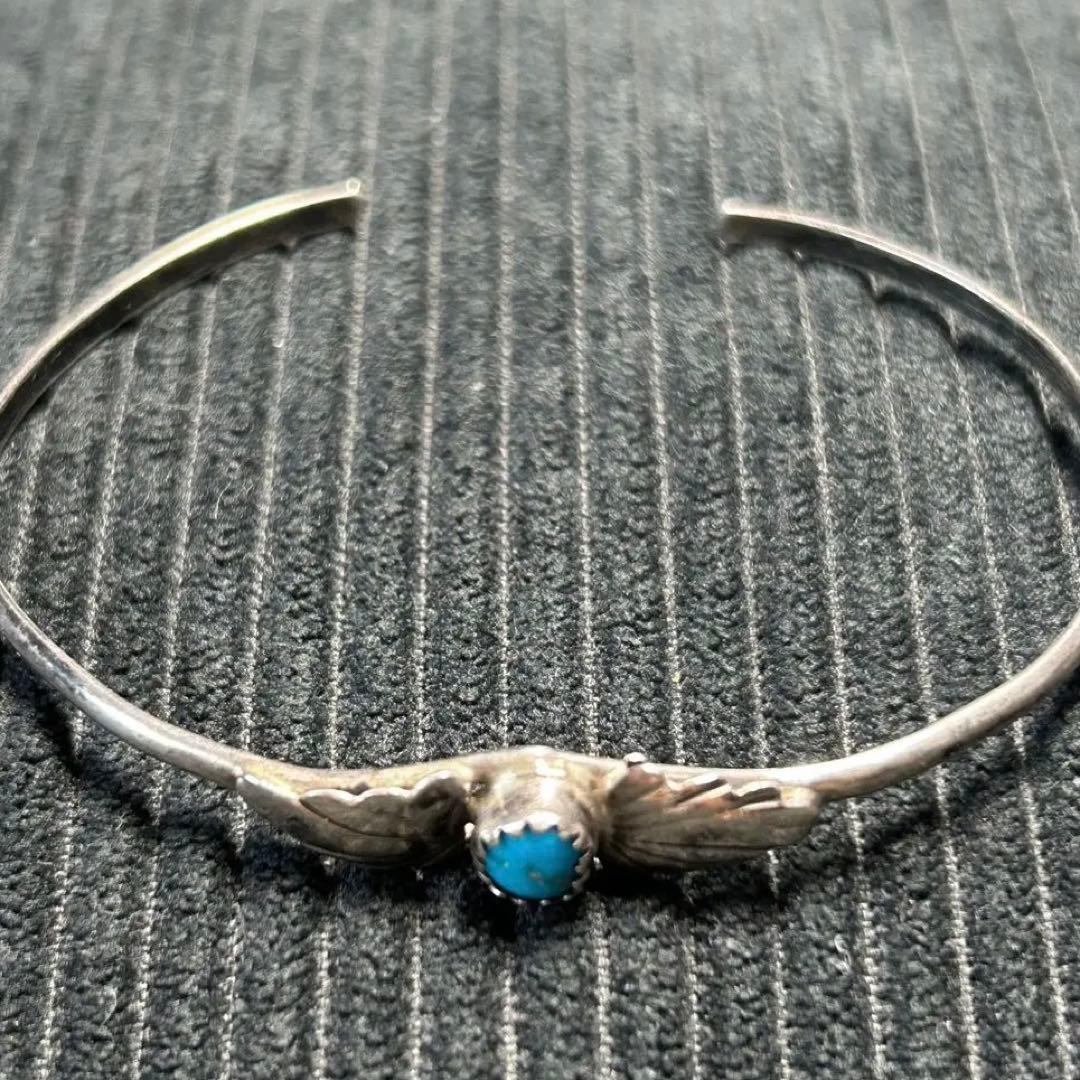 NAVAJO ナバホ 刻印 ターコイズ　シルバー925 バングル リーフ