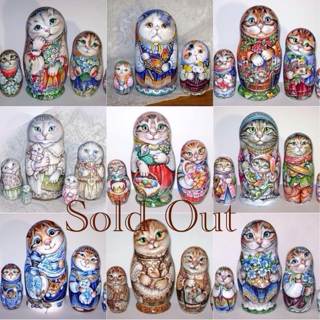 ロシア雑貨ネコマトリョーシカ『干支』｛5P)ドラゴン 龍 辰 猫 縁起物 ミラ作