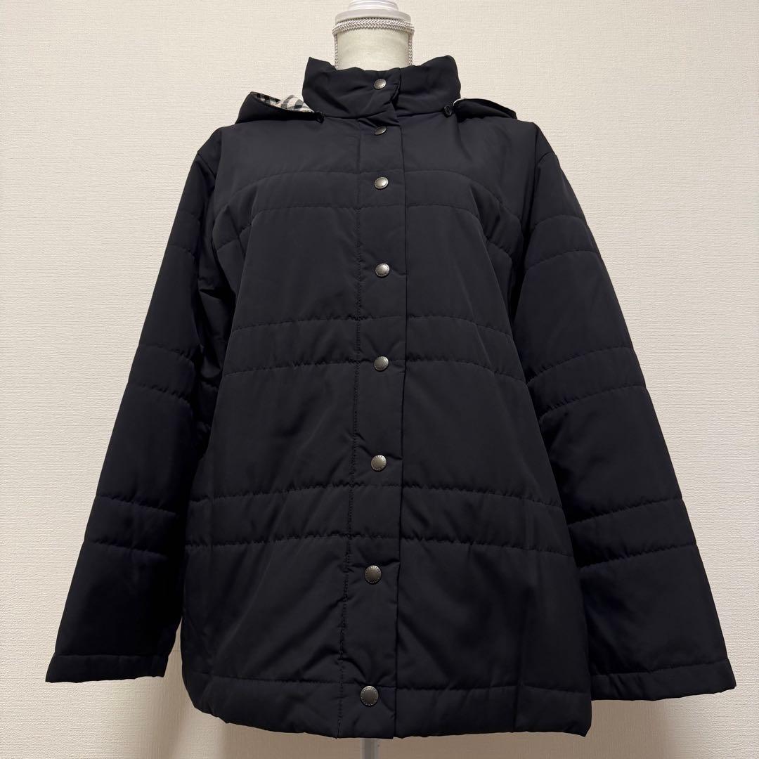 バーバリーロンドン　キルティングジャケット　ノバチェック　メッシュ　3L　黒