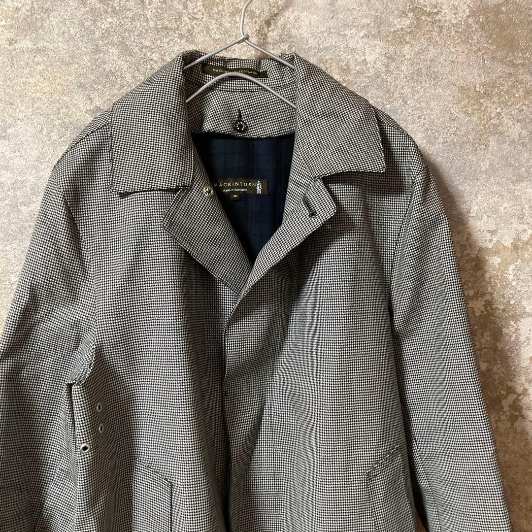 MACKINTOSH ゴム引き　ステンカラーコート 千鳥柄　バルマカーン