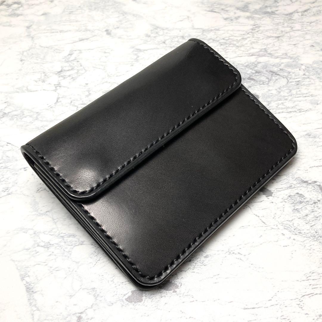 栃木レザー コンパクト財布 本革 ミドルウォレット レディース メンズ 黒