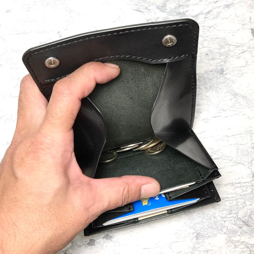 栃木レザー コンパクト財布 本革 ミドルウォレット レディース メンズ 黒