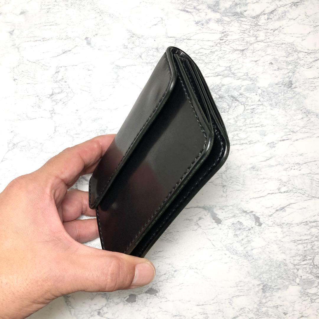 栃木レザー コンパクト財布 本革 ミドルウォレット レディース メンズ 黒