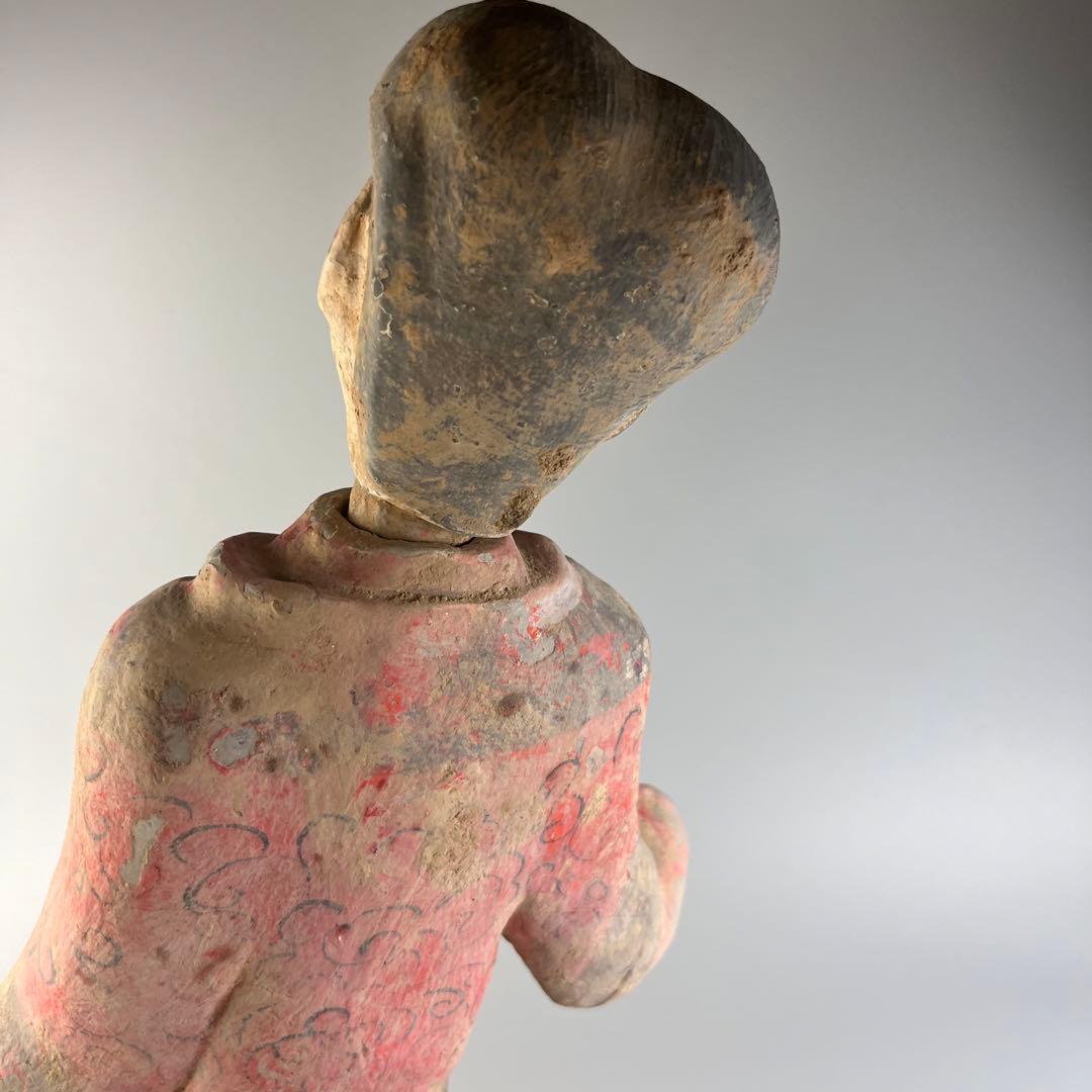 中国  漢女俑 立女俑 土器 彩陶 陶三彩 加彩 立像 女俑