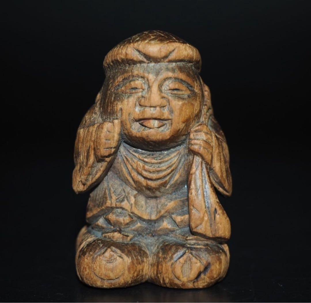 送料無料　江戸時代　提げ物　木彫り大黒様根付　高さ5ｃｍ 　仏教美術