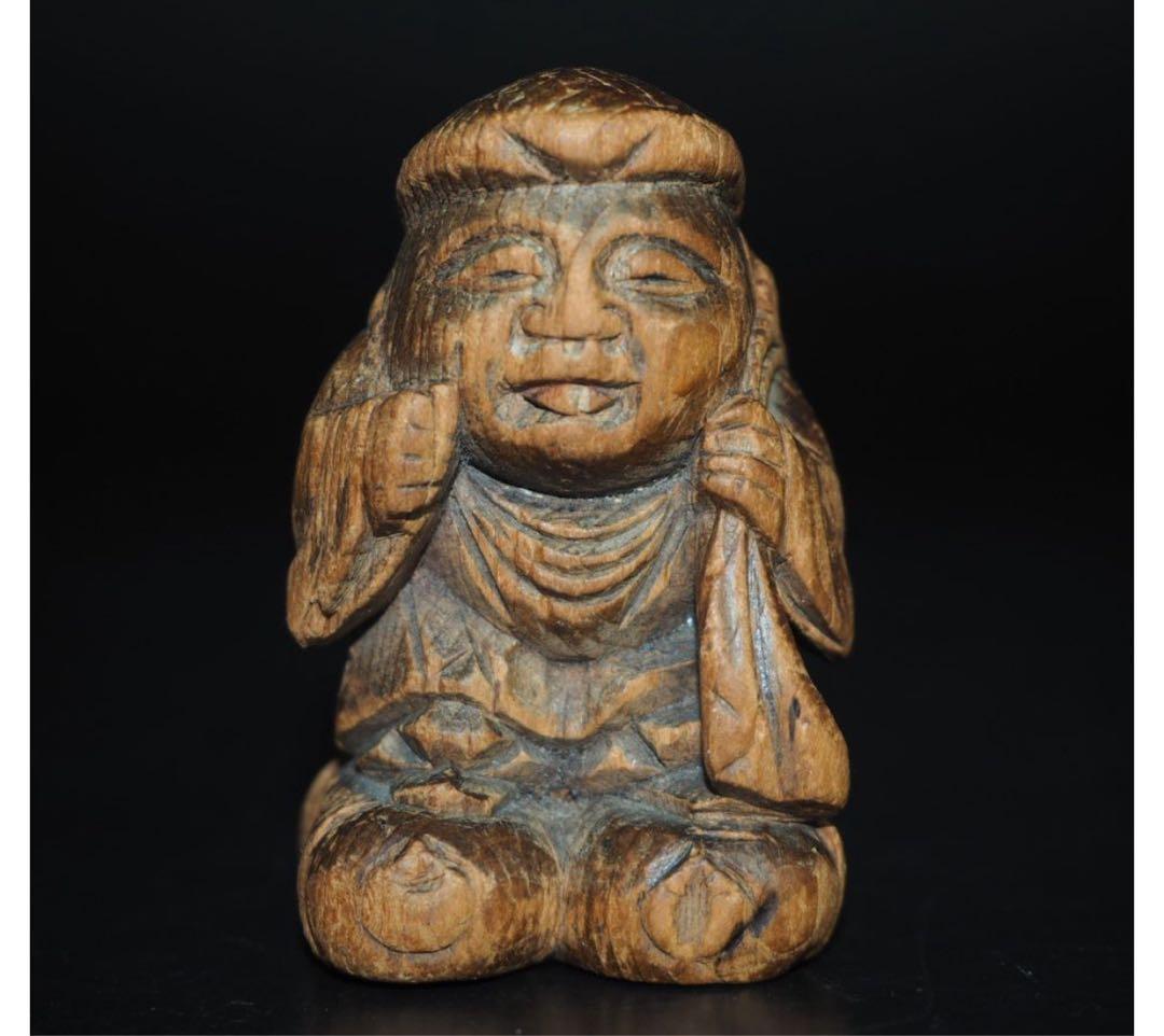 送料無料　江戸時代　提げ物　木彫り大黒様根付　高さ5ｃｍ 　仏教美術