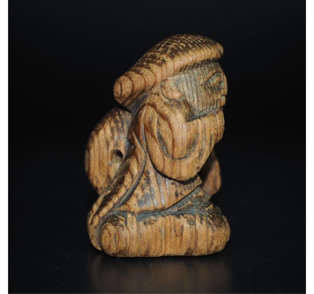 送料無料　江戸時代　提げ物　木彫り大黒様根付　高さ5ｃｍ 　仏教美術