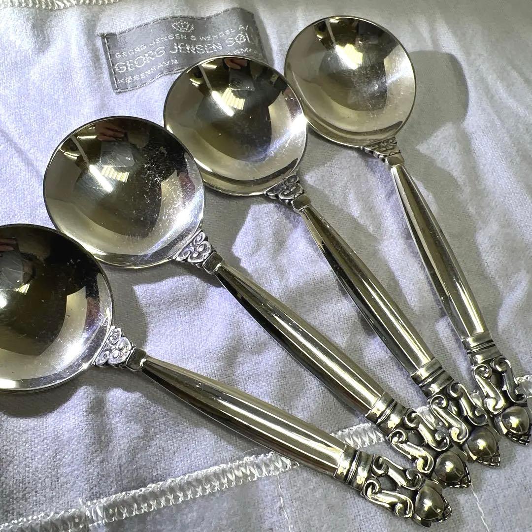 ジョージジェンセン　エコーンsterling925 スープスプーン4本　共袋付