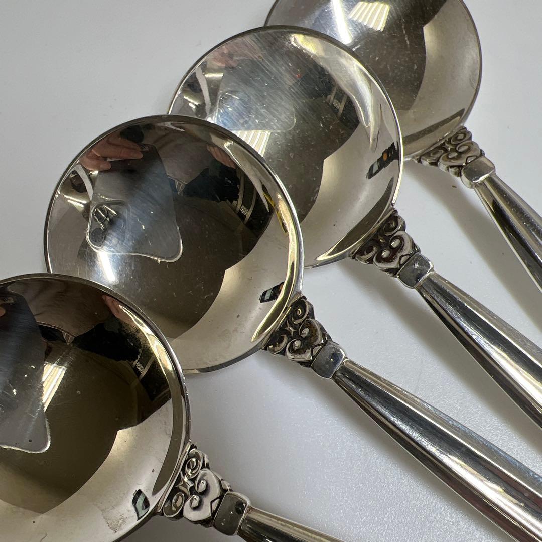 ジョージジェンセン　エコーンsterling925 スープスプーン4本　共袋付