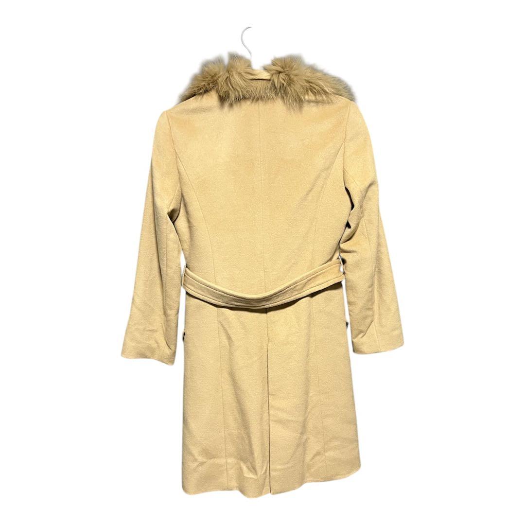 J&R アンゴラ100% ロングコート フォックスファー ベルト 美品 美ライン