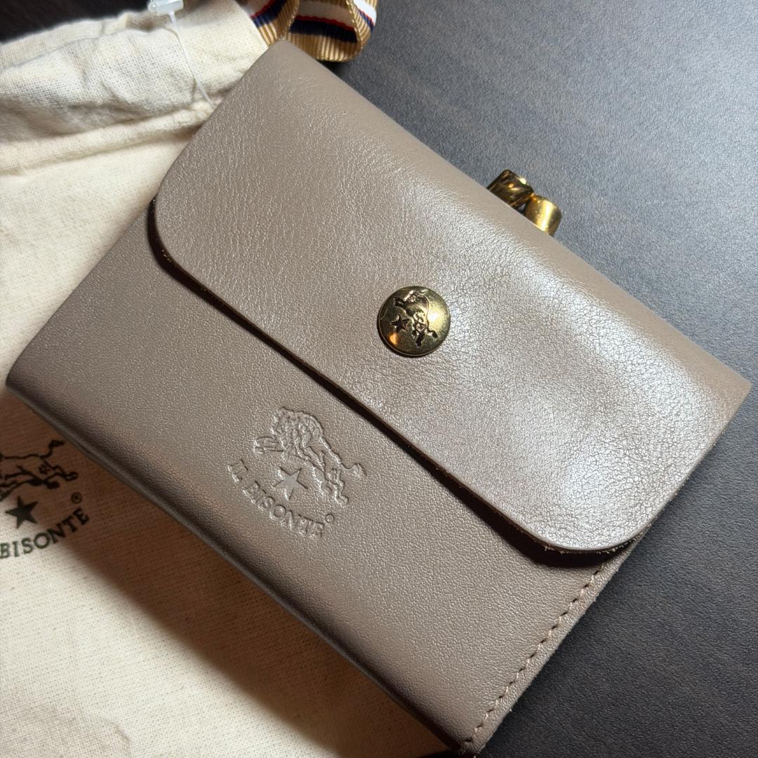 【新品未使用】イルビゾンテ 二つ折り がま口 財布 グレー