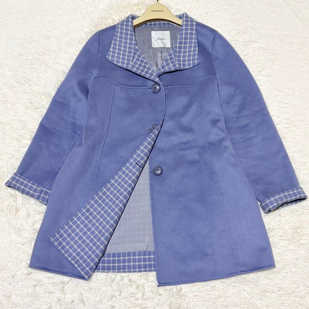 近年モデル　極美品　レリアン　カシミヤ100 ダブルフェイス　コート　チェック