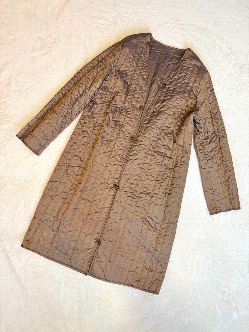 シルク　ロングコート　XL ライナー付き　トレンチコート　アクリス　Aライン