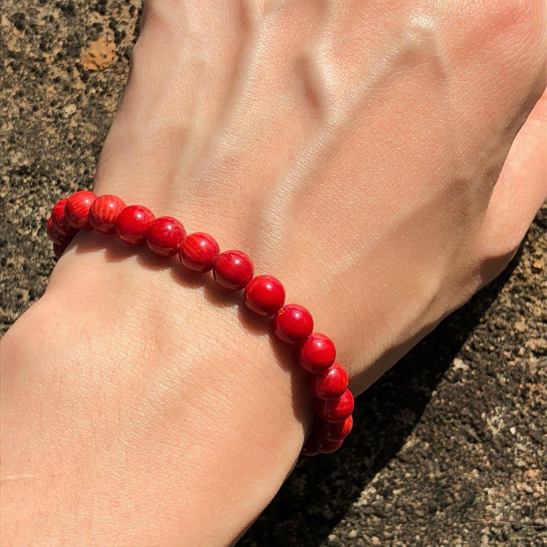 【新品・主玉6.47~6.59mm】高級血赤珊瑚 ブレスレット