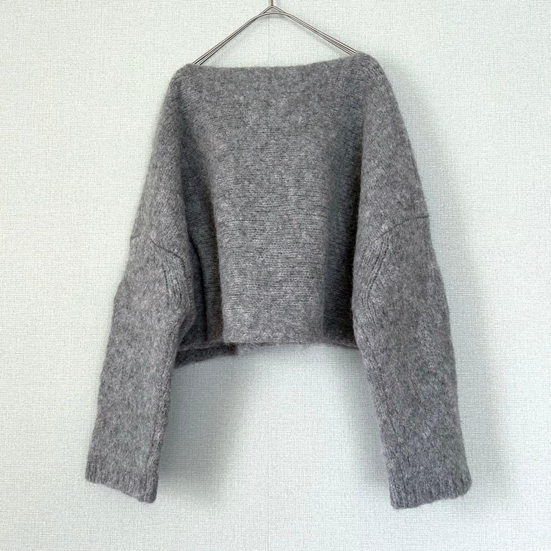 Plage アルパカMIXクロップドニット グレー
