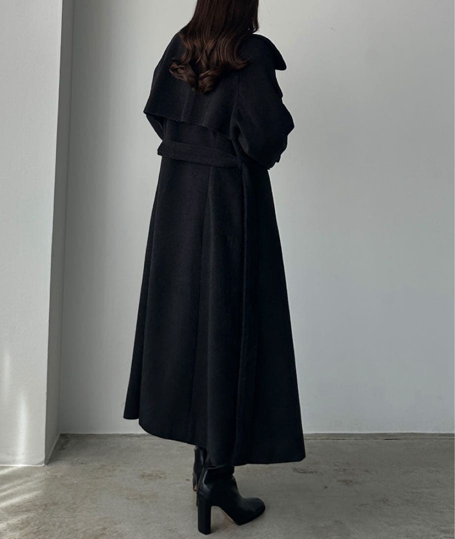 2wayハイネックウールライクウエストシェイプフレアコート　Mサイズ