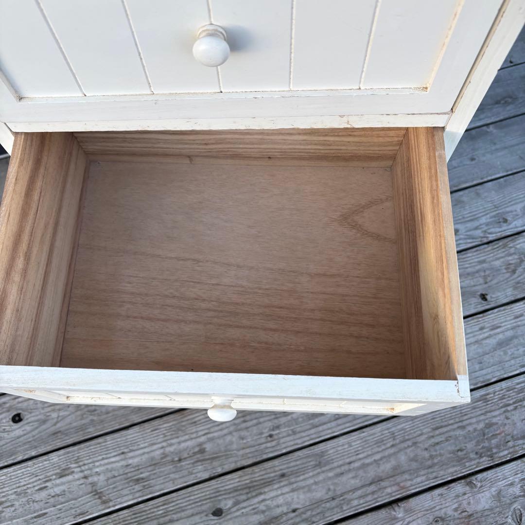 北欧レトロ カントリー家具 木製チェスト 4段 収納家具 ホワイト アンティーク