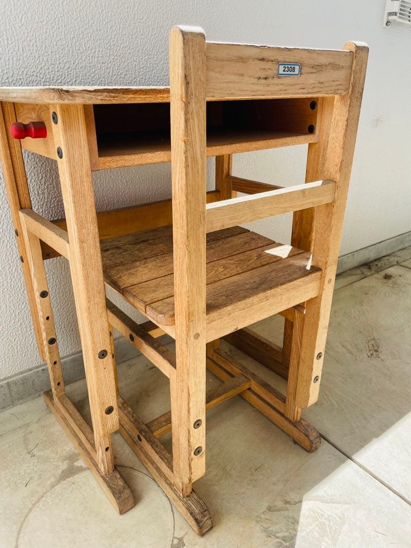 小学校 木製机＆椅子 レトロ