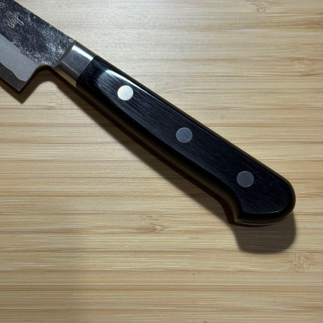 邑田武峰作　古式百錬黒打ペティ135mm 両刃