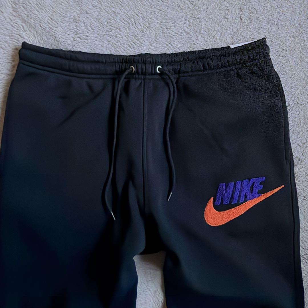 新品 ナイキ ロゴ刺繍 セットアップ 上下セット ブラック オレンジ L