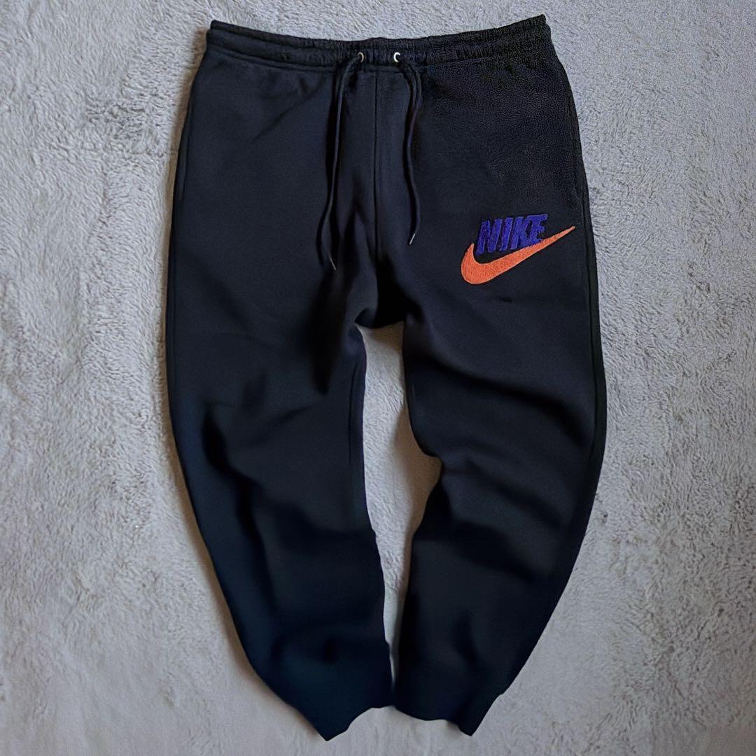 新品 ナイキ ロゴ刺繍 セットアップ 上下セット ブラック オレンジ L