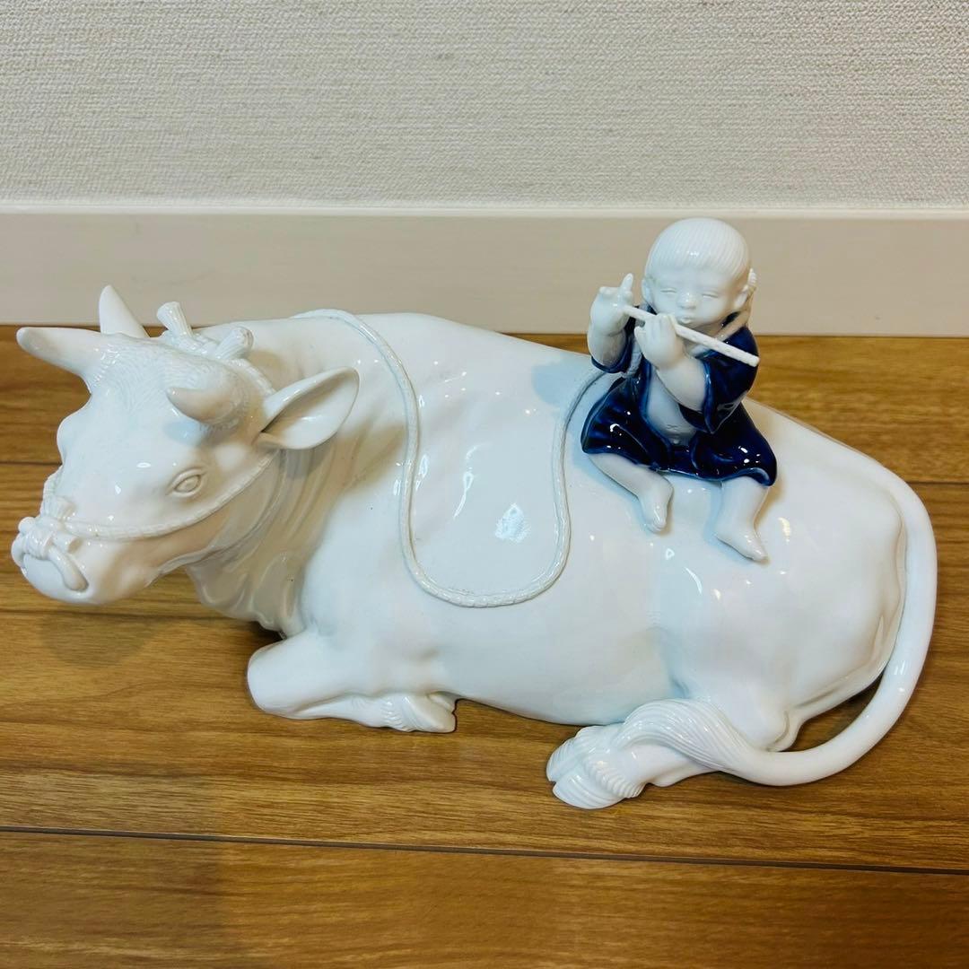 最高峰 陶彫美術 樋渡陶六 牧童置物 本筋柿右衛門彫刻