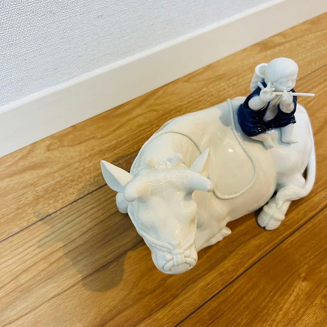 最高峰 陶彫美術 樋渡陶六 牧童置物 本筋柿右衛門彫刻