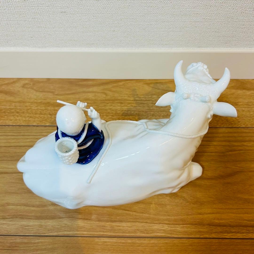 最高峰 陶彫美術 樋渡陶六 牧童置物 本筋柿右衛門彫刻