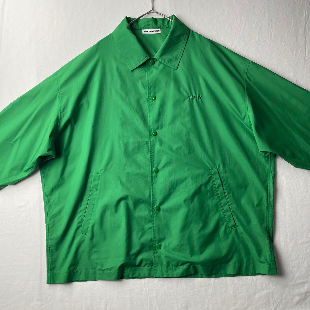 【美品ソフトハイフン】刺繍コーチジャケット グリーン オーバーサイズ 11h