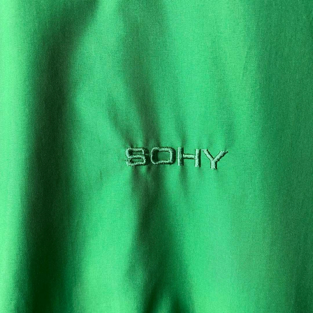 【美品ソフトハイフン】刺繍コーチジャケット グリーン オーバーサイズ 11h