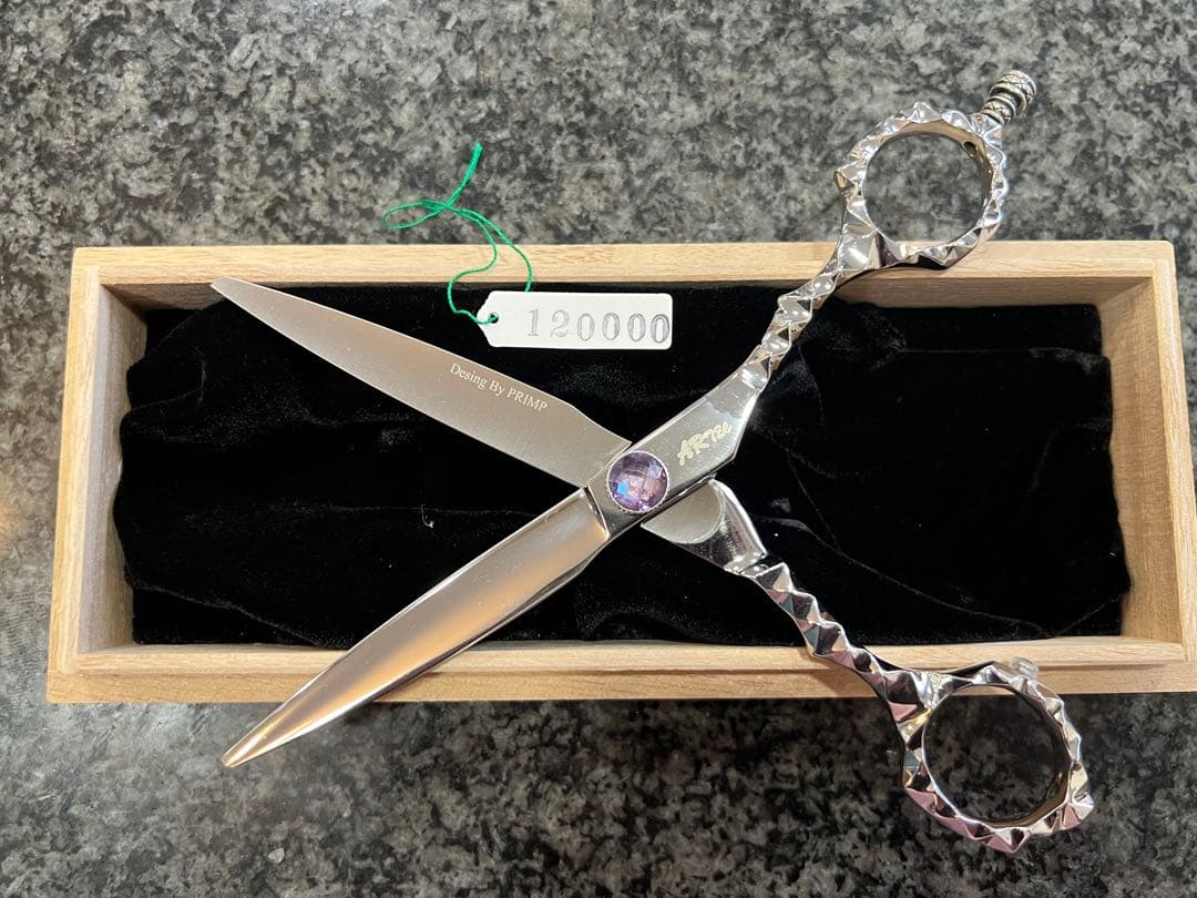 新品アーテックステンレスシザー 装飾ハンドル　アメジスト装飾