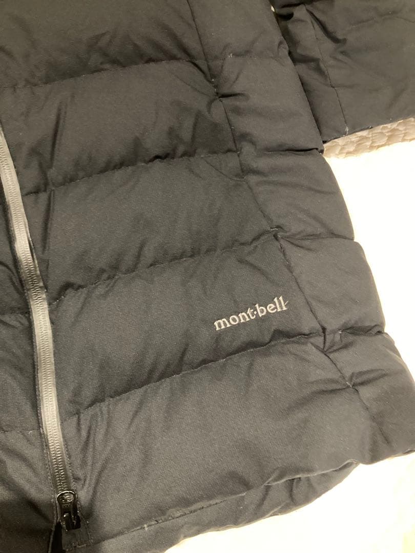 mont-bell フード付きロングダウンジャケット グレー