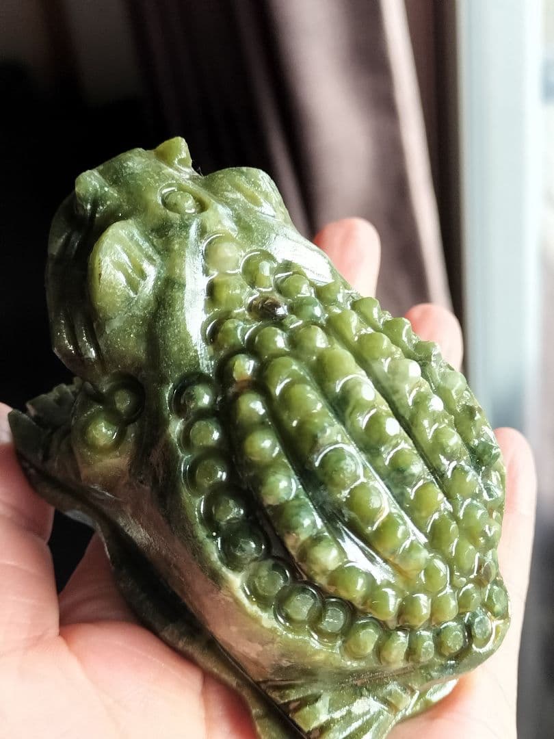 天然石　翡翠　金蟾　金運財運を招き　財が集める　開店置物