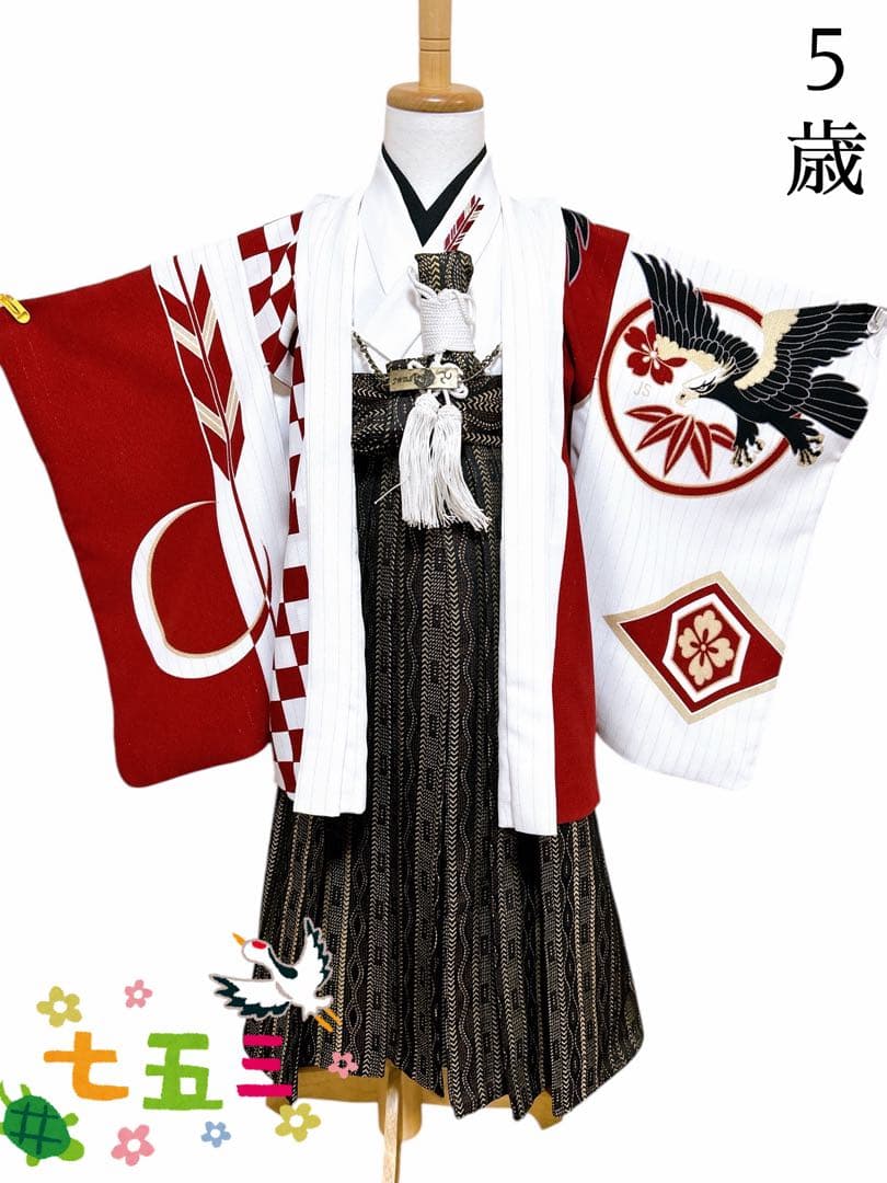 JAPAN STYLE♡七五三　5歳　男の子　フルセット　一式　赤　ブランド着物