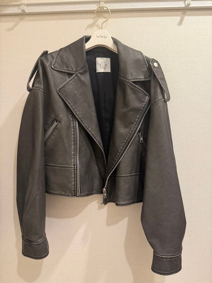 ヴィンテージウォッシュ　ECOレザーライダース ショートジャケット
