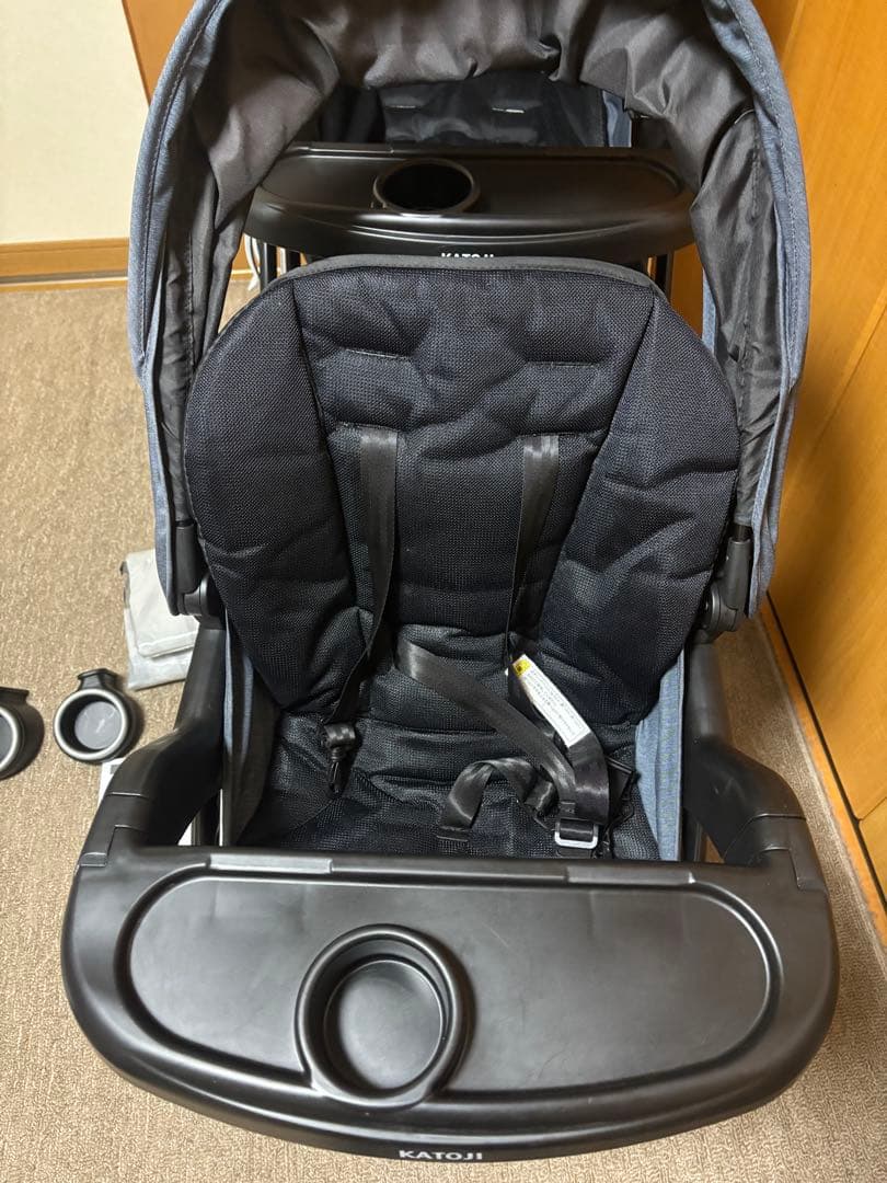 [極美品]KATOJI 二人乗りベビーカー 二人でゴーDXレインカバー付き