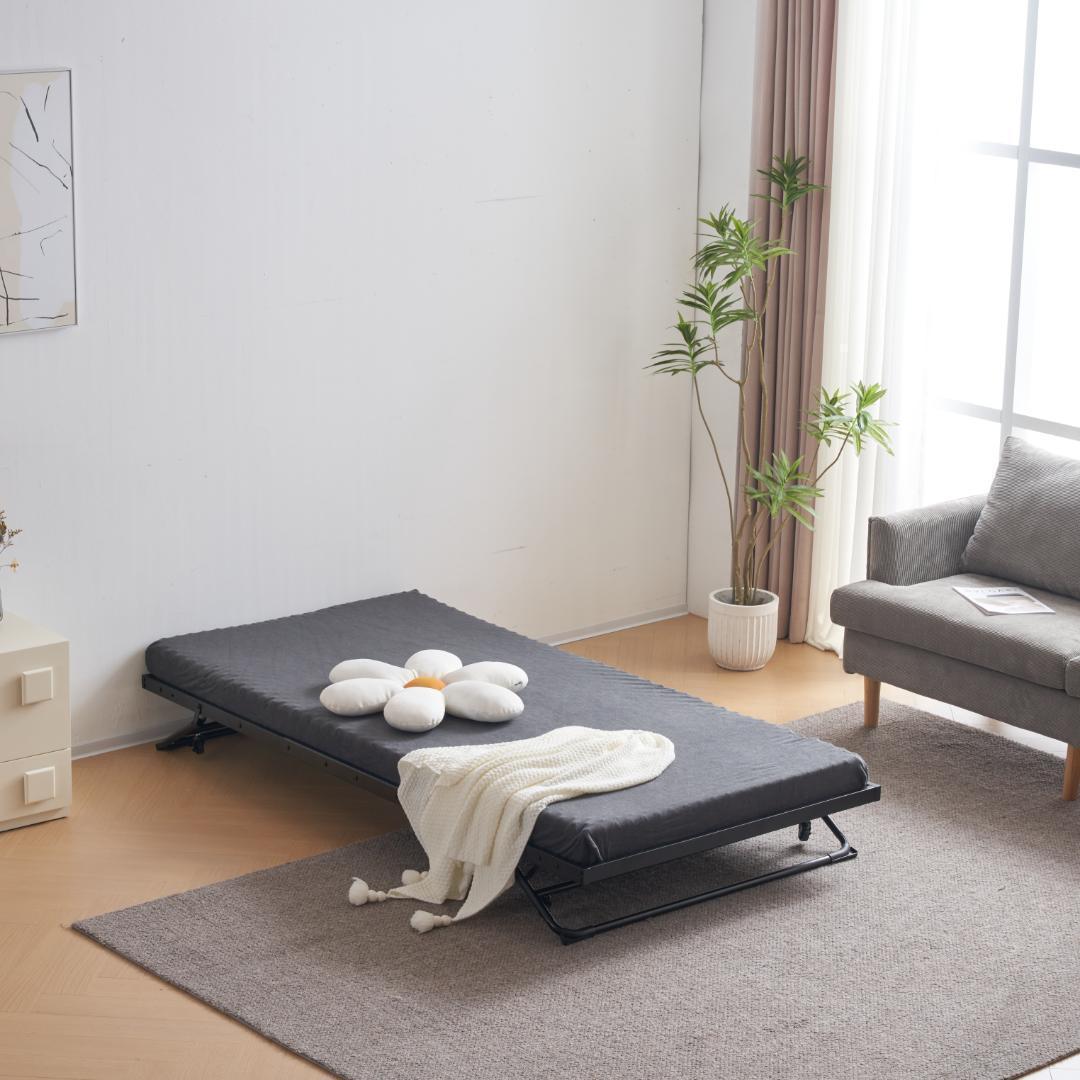 【ブラック】 パイプベッド 折りたたみベッド シングル 下収納 耐荷重120kg