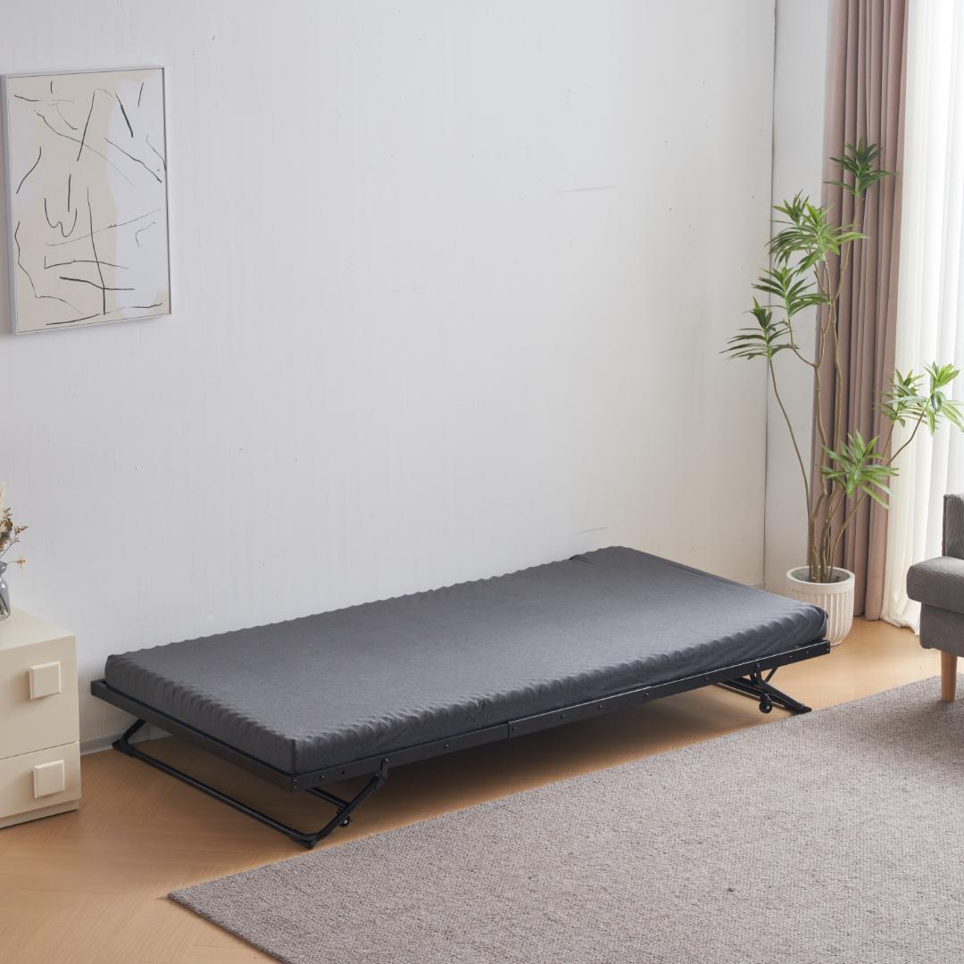 【ブラック】 パイプベッド 折りたたみベッド シングル 下収納 耐荷重120kg